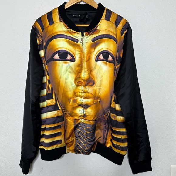 Hudson Egyptian black and gold Satin Jacket Size XL - Picture 1 of 4